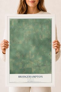 Map of Bridgehampton, Michigan, 18 x 24 inch print in a white wood frame