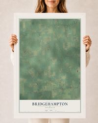 Map of Bridgehampton, Michigan, 24 x 36 inch print in a white wood frame