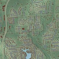 Second close-up of the map of Brighton, Livingston County, Michigan print showing more streets and buildings