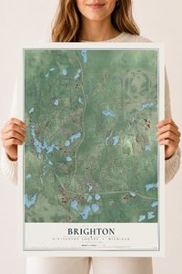 Map of Brighton, Livingston County, Michigan, 18 x 24 inch unframed archival matte print