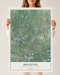 Map of Brighton, Livingston County, Michigan, 24 x 36 inch unframed archival matte print