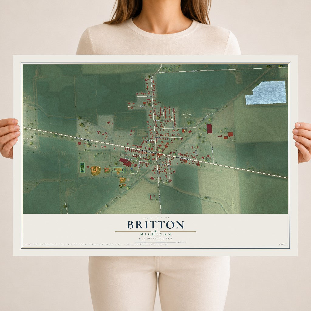 Map of Britton, Michigan, 18 x 24 inch unframed archival matte print