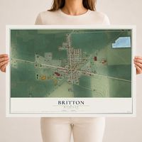 Map of Britton, Michigan, 18 x 24 inch unframed archival matte print