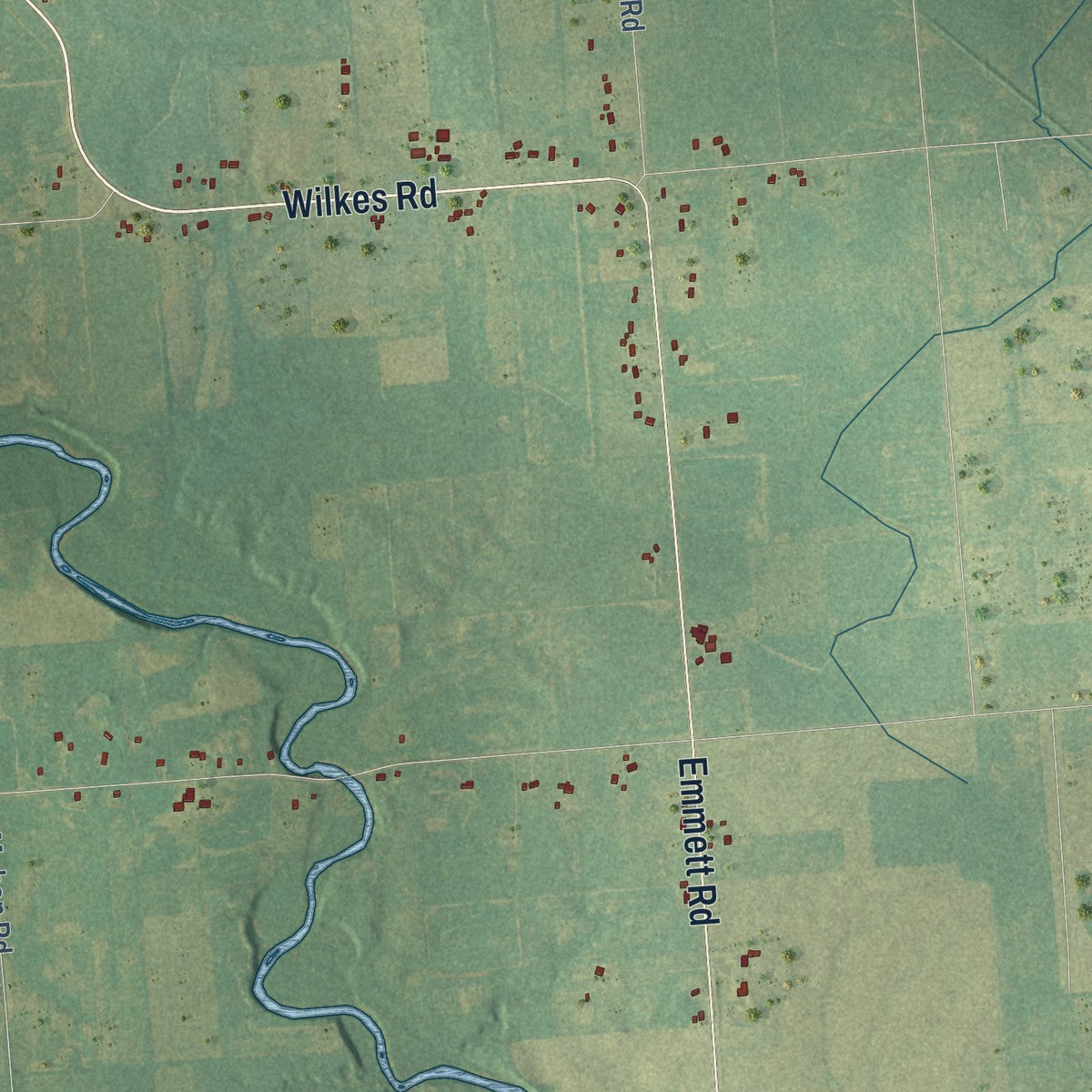 Close-up of the map of Brockway, Michigan print showing street and building detail