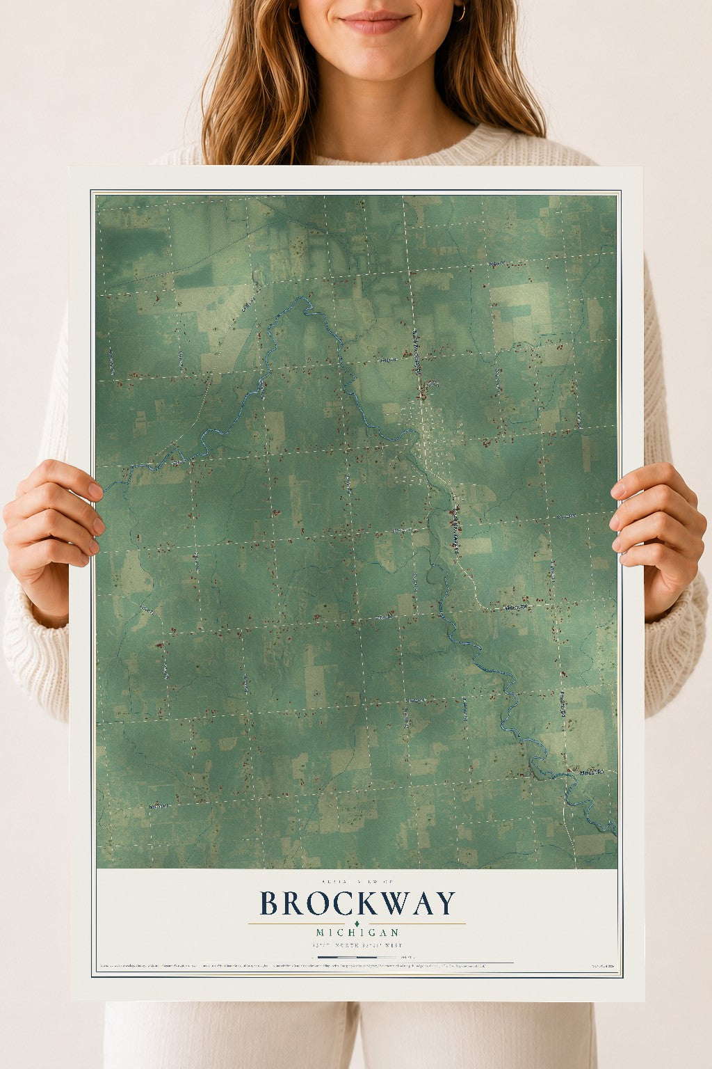 Map of Brockway, Michigan, 18 x 24 inch unframed archival matte print