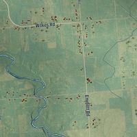 Close-up of the map of Brockway, Michigan print showing street and building detail