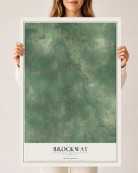 Map of Brockway, Michigan, 24 x 36 inch unframed archival matte print