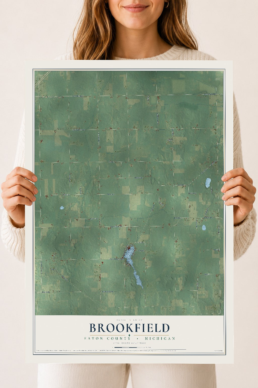 Map of Brookfield, Eaton County, Michigan, 18 x 24 inch unframed archival matte print