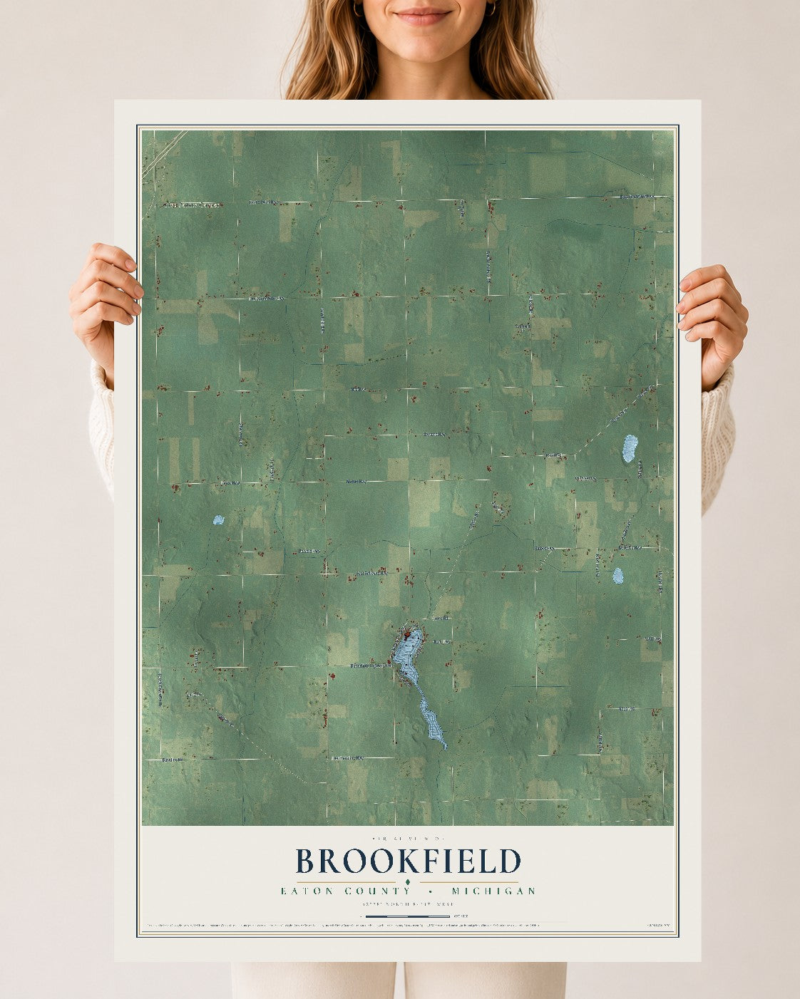 Map of Brookfield, Eaton County, Michigan, 24 x 36 inch unframed archival matte print