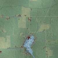 Close-up of the map of Brookfield, Eaton County, Michigan print showing street and building detail