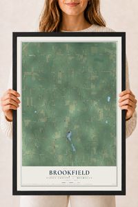 Map of Brookfield, Eaton County, Michigan, 18 x 24 inch print in a black wood frame