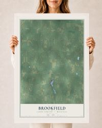 Map of Brookfield, Eaton County, Michigan, 24 x 36 inch print in a white wood frame