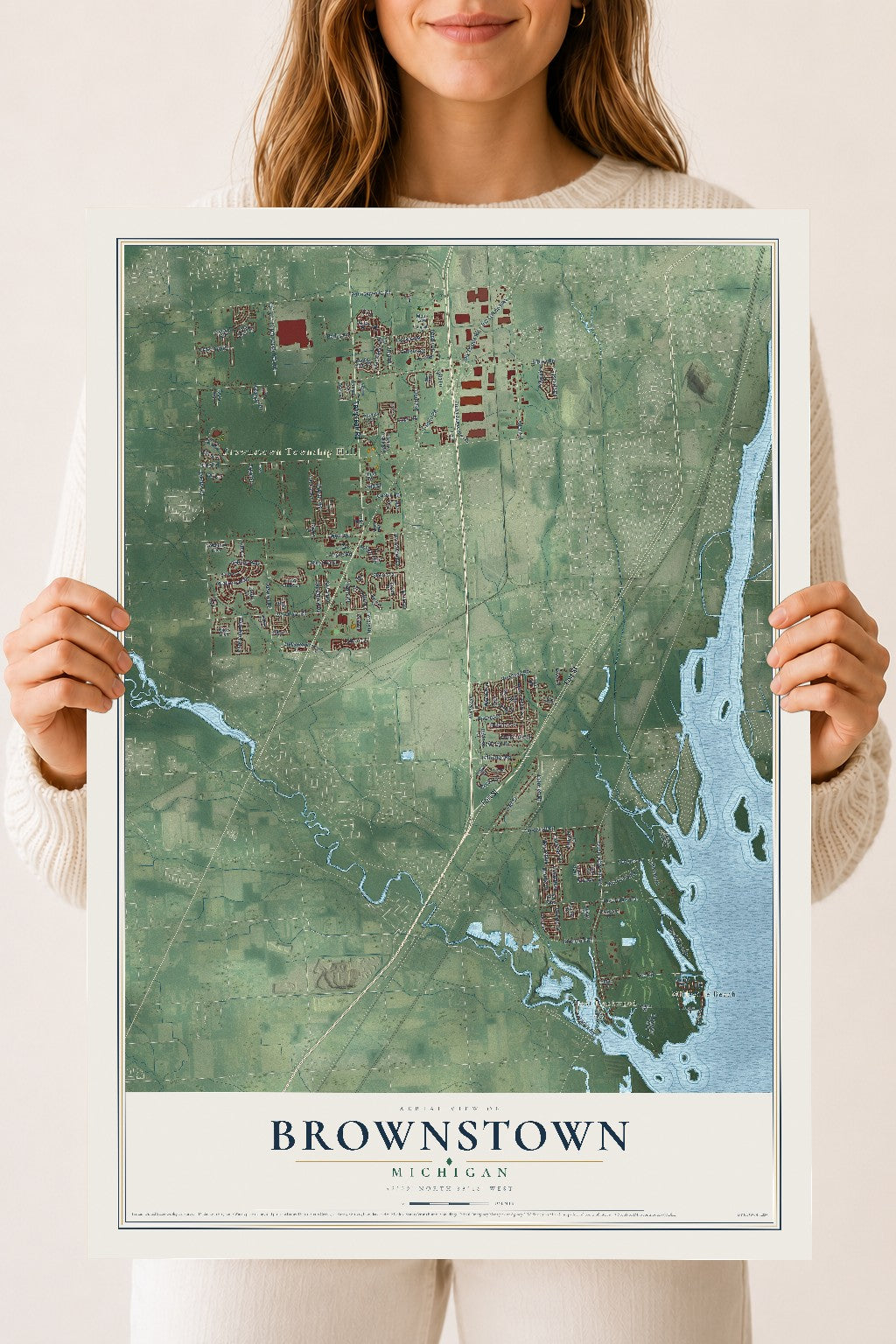 Map of Brownstown, Michigan, 18 x 24 inch unframed archival matte print