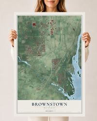 Map of Brownstown, Michigan, 24 x 36 inch unframed archival matte print