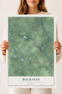 Map of Buchanan, Berrien County, Michigan, 18 x 24 inch unframed archival matte print