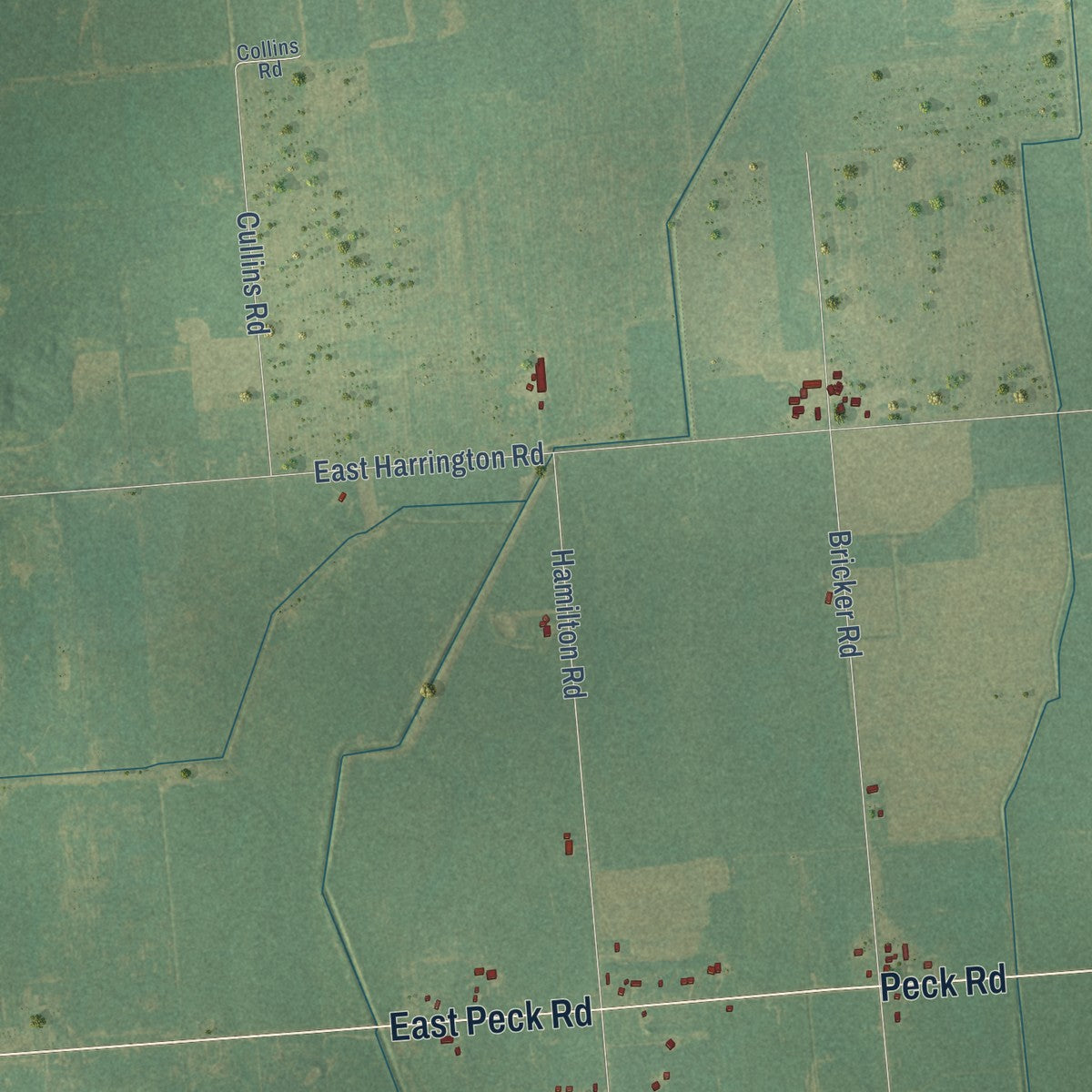 Second close-up of the map of Buel, Michigan print showing more streets and buildings