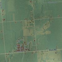 Close-up of the map of Buel, Michigan print showing street and building detail