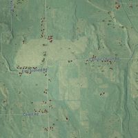 Close-up of the map of Bunker Hill, Michigan print showing street and building detail