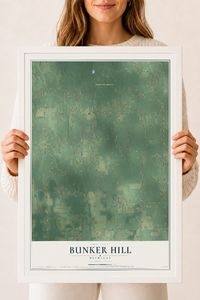 Map of Bunker Hill, Michigan, 18 x 24 inch print in a white wood frame