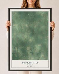 Map of Bunker Hill, Michigan, 24 x 36 inch print in a black wood frame