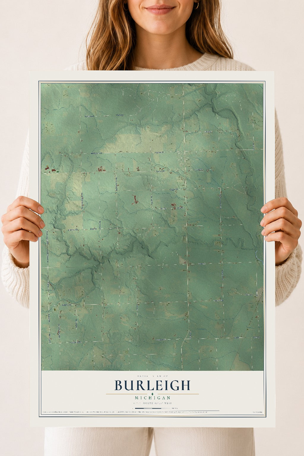 Map of Burleigh, Michigan, 18 x 24 inch unframed archival matte print