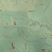 Second close-up of the map of Burleigh, Michigan print showing more streets and buildings