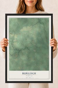 Map of Burleigh, Michigan, 18 x 24 inch print in a black wood frame