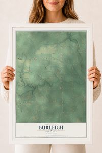 Map of Burleigh, Michigan, 18 x 24 inch print in a white wood frame