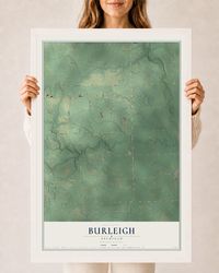 Map of Burleigh, Michigan, 24 x 36 inch print in a white wood frame