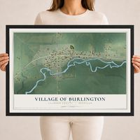 Map of Burlington, Michigan, 18 x 24 inch print in a black wood frame