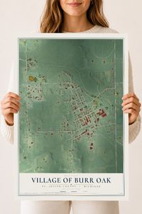 Map of Burr Oak, Michigan, 18 x 24 inch unframed archival matte print