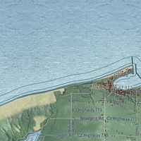 Close-up of the map of Burt, Alger County, Michigan print showing street and building detail