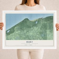 Map of Burt, Alger County, Michigan, 18 x 24 inch print in a white wood frame