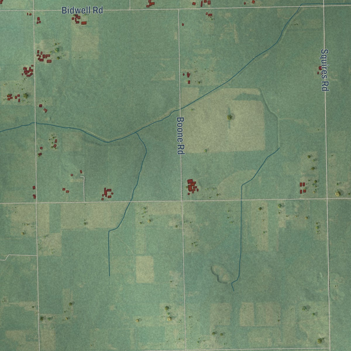 Second close-up of the map of Butler, Michigan print showing more streets and buildings