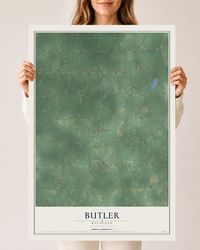 Map of Butler, Michigan, 24 x 36 inch unframed archival matte print