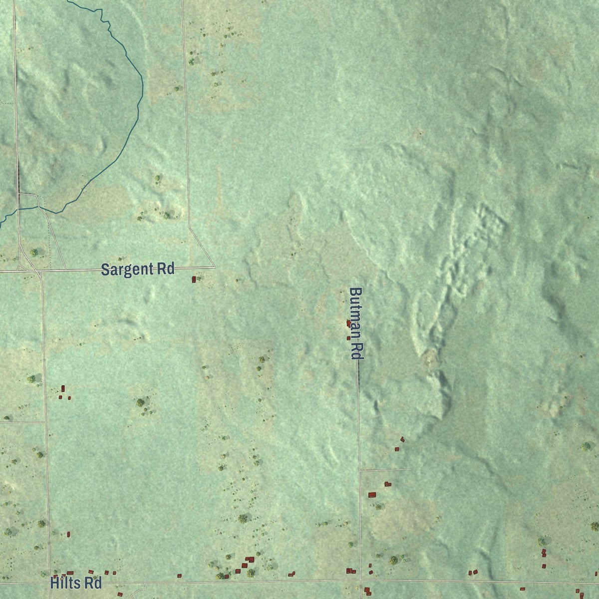 Second close-up of the map of Butman, Michigan print showing more streets and buildings