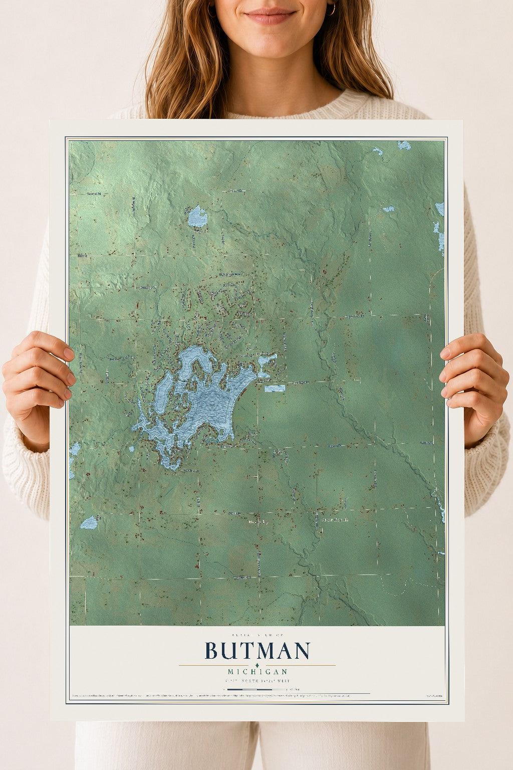 Map of Butman, Michigan, 18 x 24 inch unframed archival matte print