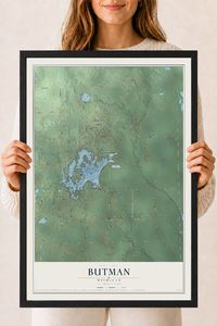 Map of Butman, Michigan, 18 x 24 inch print in a black wood frame