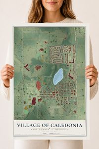 Map of Caledonia, Michigan, 18 x 24 inch unframed archival matte print