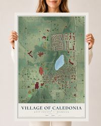 Map of Caledonia, Michigan, 24 x 36 inch unframed archival matte print