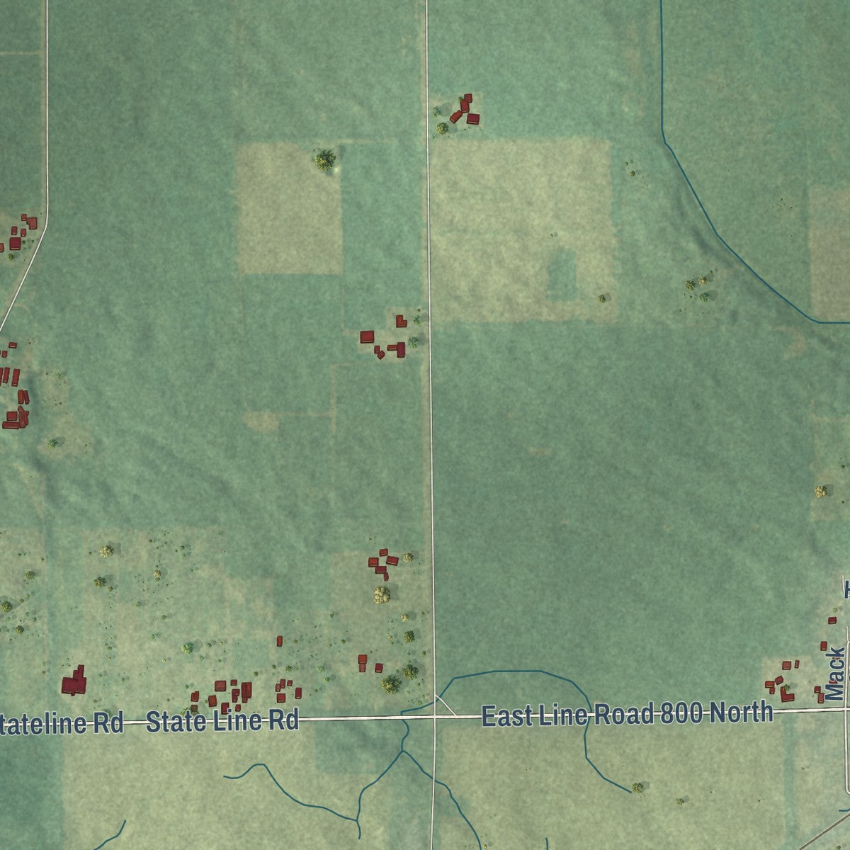 Second close-up of the map of California, Michigan print showing more streets and buildings