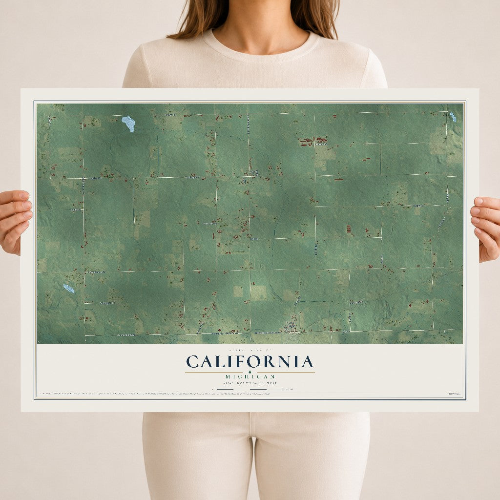 Map of California, Michigan, 18 x 24 inch unframed archival matte print
