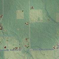 Second close-up of the map of California, Michigan print showing more streets and buildings