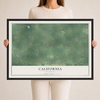 Map of California, Michigan, 24 x 36 inch print in a black wood frame