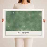 Map of California, Michigan, 24 x 36 inch print in a white wood frame