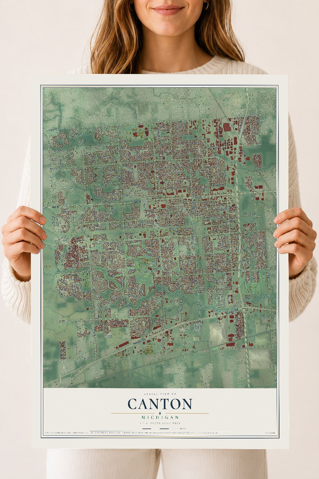 Map of Canton, Michigan, 18 x 24 inch unframed archival matte print