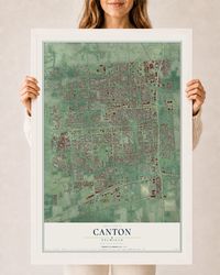 Map of Canton, Michigan, 24 x 36 inch print in a white wood frame