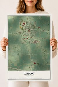Map of Capac, Michigan, 18 x 24 inch unframed archival matte print