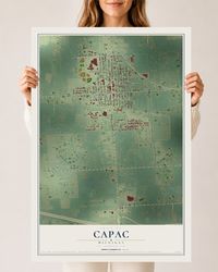 Map of Capac, Michigan, 24 x 36 inch unframed archival matte print