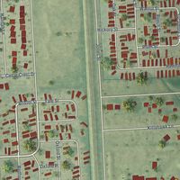 Close-up of the map of Carleton, Michigan print showing street and building detail
